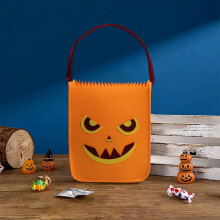 Halloween-Süßigkeitentüte aus gelbem Stoff, 30 x 25 x 10 cm