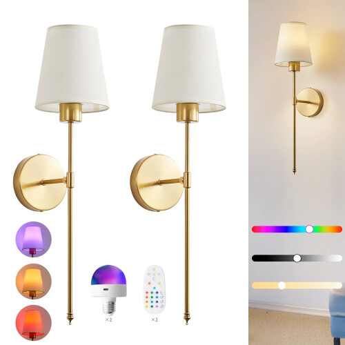 Appliques murales RGB avec télécommande, lot de 2 appliques à intensité variable