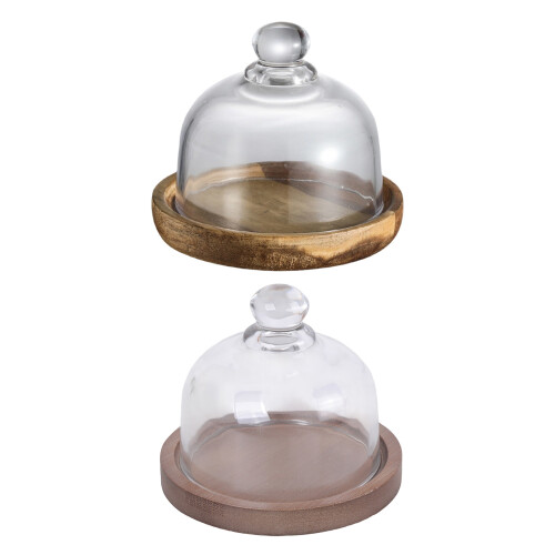Wood And Glass Serving Tray For Cake Display Multi Functional-1 1