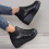 Leather ankle boots round toe chunky low heel black size 36 7