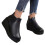 Leather ankle boots round toe chunky low heel black size 36 8