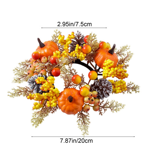 Yellow Plastic Candle Ring Garland with Pumpkins and 2