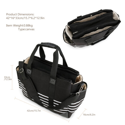 Spacious Canvas Storage Bag Hook Attachment for Stroller-grey 2