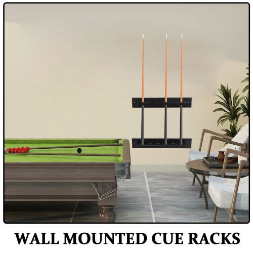 Black Solid Wood Billiard Cue Storage Rack Wall Mounted T-Shape Holder for Pool Cue Organization 2
