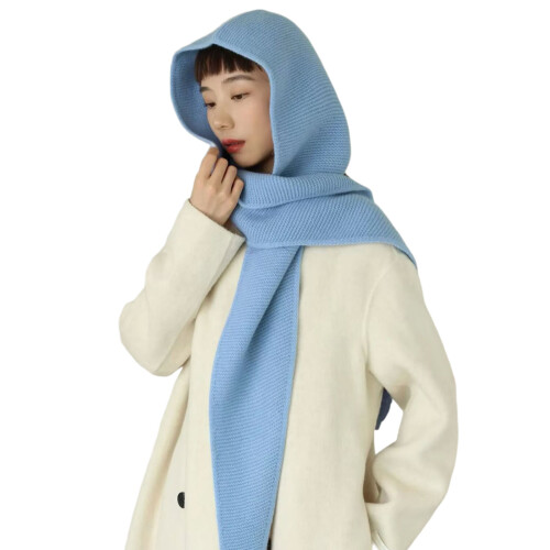 Women Wool Winter Shawl Scarf Triangular Wrap Soft-Sky Blue
