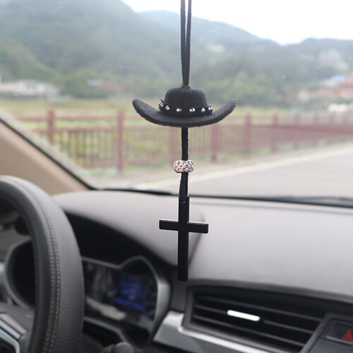 Chapeau de cowboy croix décorations intérieures de voiture 1