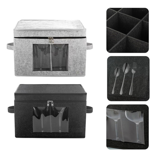 La vitrine de protection pour verres à vin en feutre-Gris clair 1