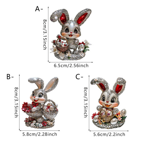 1PC Easter Rabbit Ornament, 2D Acrylic Glitter Rabbit with Egg Basket, 3.15" Hanging Decor for Easter Tree 2
