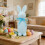 Standing Flocked Easter Bunny Figurine Light Blue 8.7 inch 2