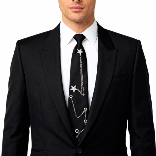 Punk Neck Tie with Star Chain Design Student-  star tie 1