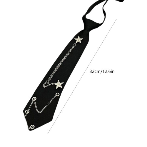 Punk Neck Tie with Star Chain Design Student-  star tie 2