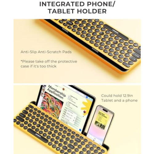 CTU-301 Bluetooth+2.4G Keyboard & Mouse Combo w/ Tablet Holder, compatible with iPad/MacBook/Windows/iOS/Android — Yellow 2