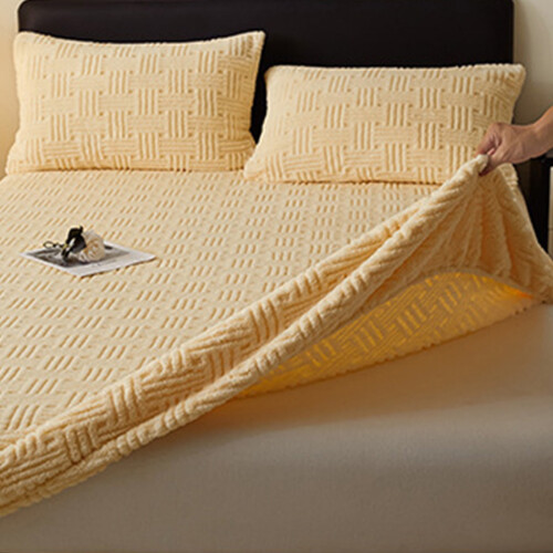 Fleece Fitted Sheet 120x200cm Deep Pocket Non-Slip Warm 2