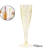 25 durchsichtige Champagnerflöten aus Kunststoff
