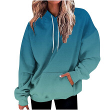 Dameshoodie met kleurverloopprint, lange lengte, lange mouwen, casual, comfortabel en stijlvol ontwerp voor dagelijks gebruik, veelzijdig mode-item