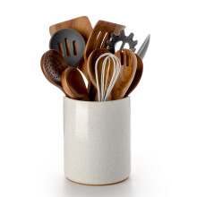 Keramische bestekhouder in landelijke stijl, 6,4 inch (163 cm), wit zand