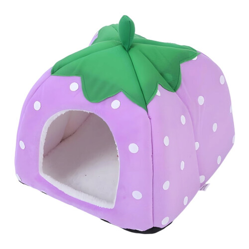 Κρεβάτι γάτας Strawberry για μικρά σκυλιά και γάτες, μωβ, 14,2 ίντσες