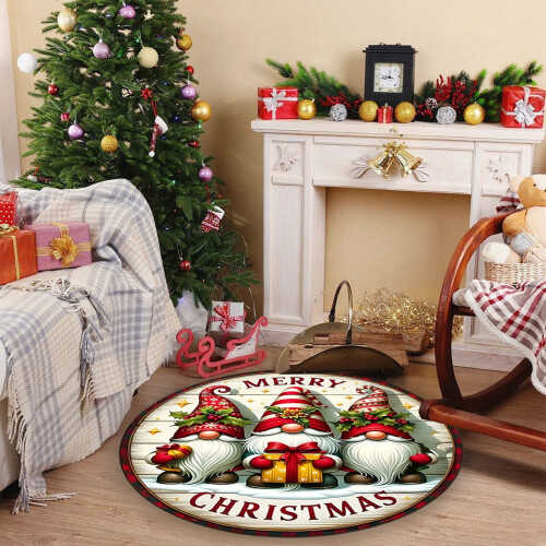 Christmas Round Carpet 40cm Polyester Holiday Mat
