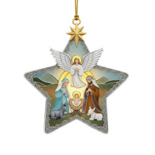 Weihnachtsstern-Ornament, silbernes Acryl, 8 cm