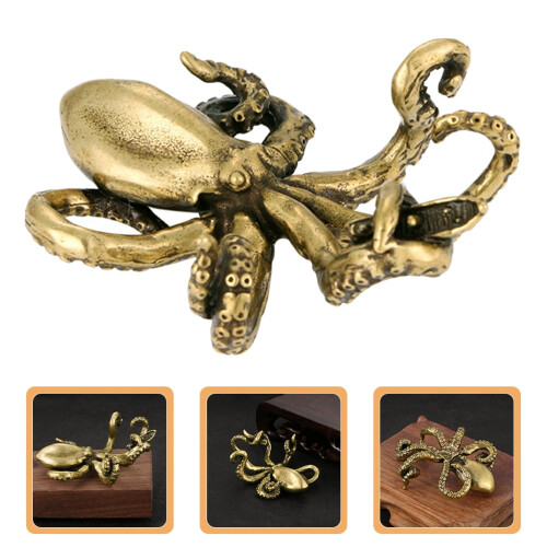 Vintage Brass Octopus Statue Desktop Decor