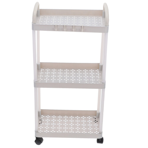 4Pcs White Multi Tier Plastic Utility Cart with Wheels for Storage