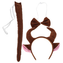 5Pièces Costume Vache Café Accessoires Cornes Taureau Bandeaux Cosplay
