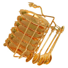 3Sets Golden Iron Tiered Cake Stand with Spoon Elegant Design