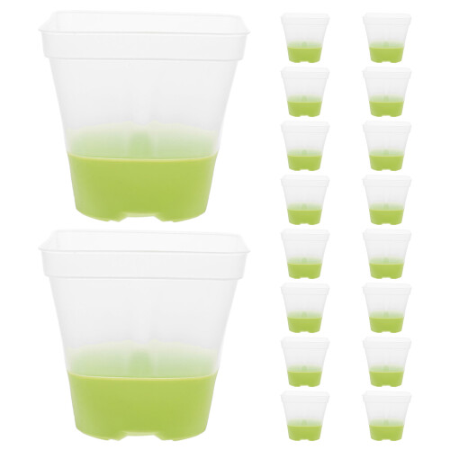 54Pièces Pots Carrés Transparente Pour Semis Base Silicone Verte