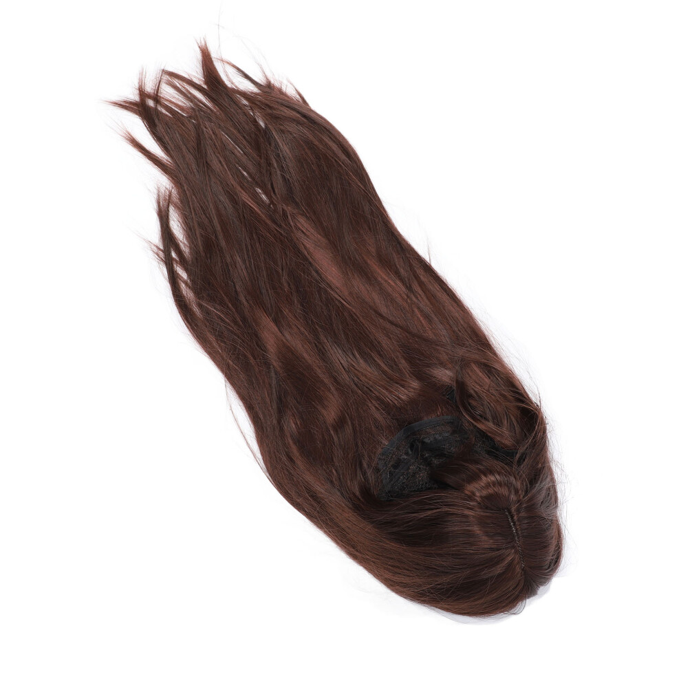 Dark Brown Long Straight Synthetic Hair Wig with Bang, High Density, Heat-Resist