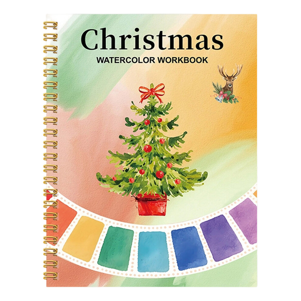 Twin Wire Binding Watercolor Coloring Book-Christmas Tree 7754003870971