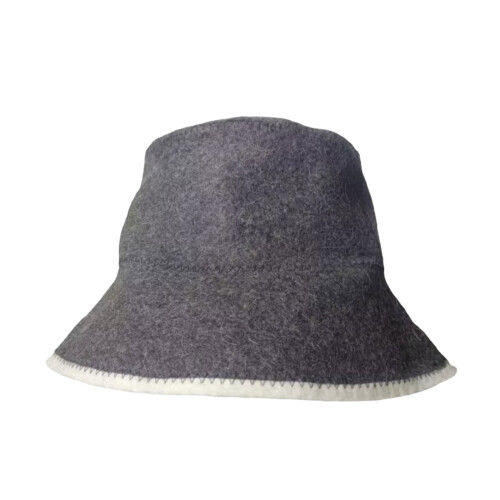 Durability Wool Felted Sauna Hat For Heat Blocking-wool gray