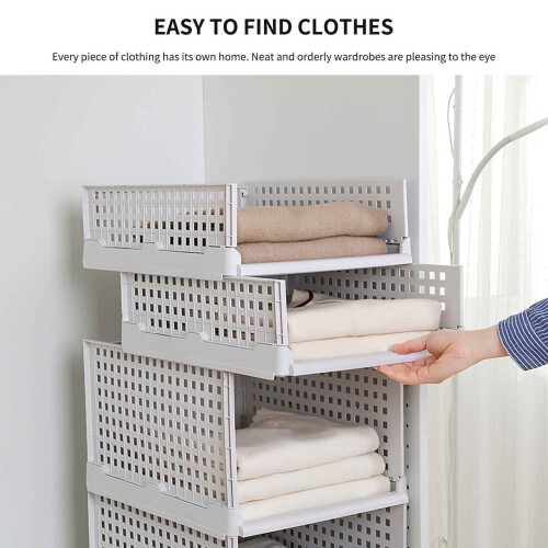 Scaffale portaoggetti pieghevole per armadio in plastica bianca a 3 ripiani 2