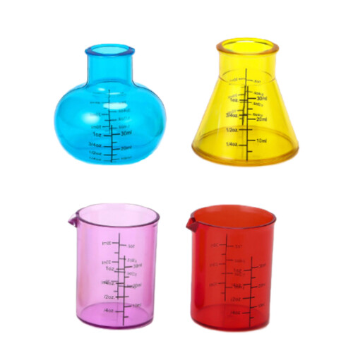 4Pcs Clear ABS Measuring Cups Lab Graduated Beakers for Liquid