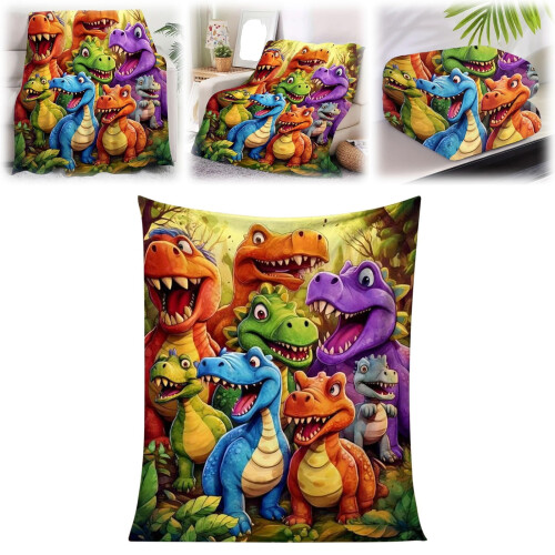 Dinosaur Print Flannel Throw Blanket 51 x 59 in 1