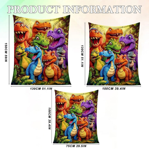 Dinosaur Print Flannel Throw Blanket 51 x 59 in 2
