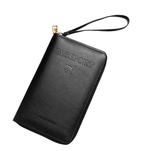 Passport Wallet RFID Blocking Black Travel Organizer 1