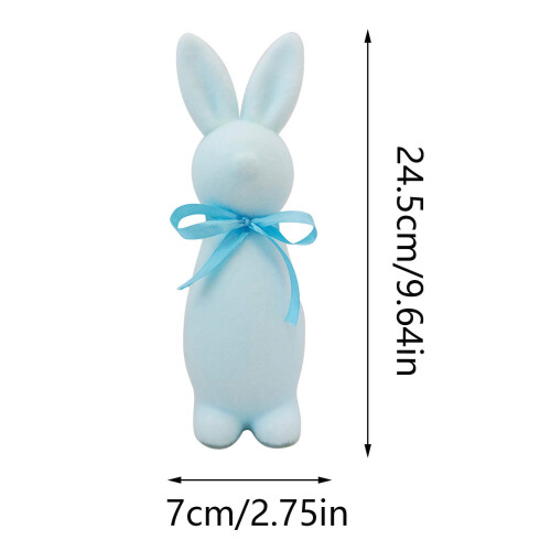 Flocked Easter Bunny Figurine with Bow Tie 1