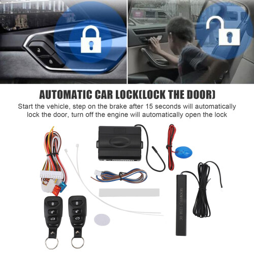 Car Keyless Entry System Kit with Push Button Remote, 12V Fuel Vehicle 2