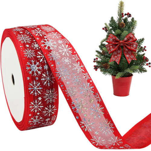 Glitter Snowflake Wired Ribbon 25m 1