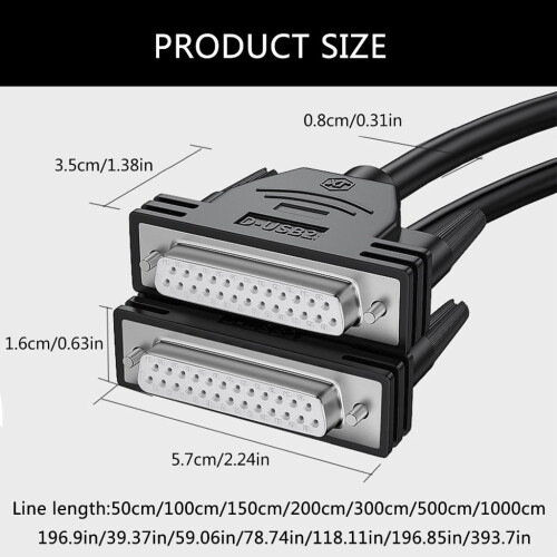 DB25 Serielt kabel Han til Hun 50 cm til 10 m 2