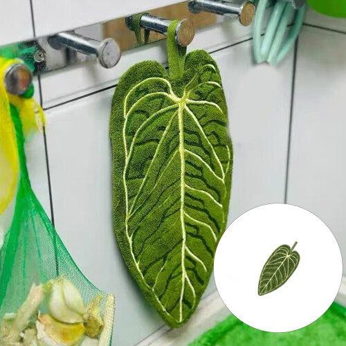 Serviette à main en polaire douce en forme de feuille tropicale, 1