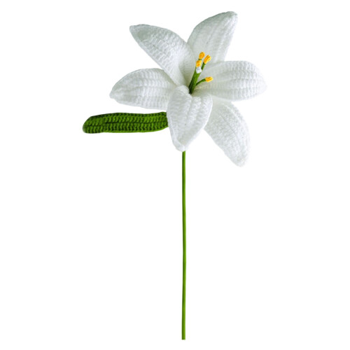 Hand-Knitted Crochet Lily Flower 40cm White 1