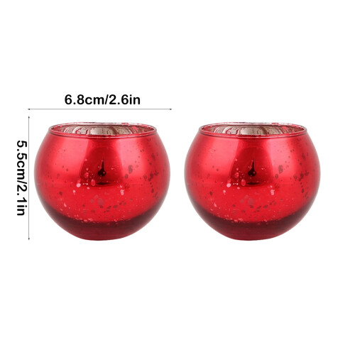Röda glasljushållare för värmeljus – 2-pack 2