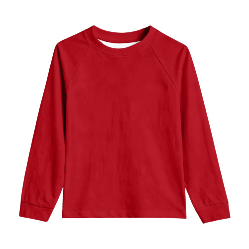 Mädchen-Langarmshirt, einfarbig, rot, Größe 140 1