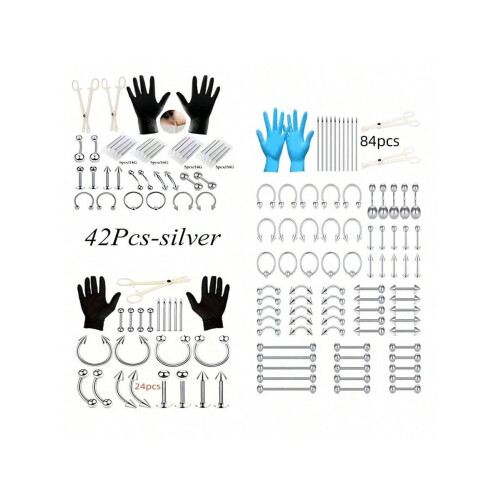 Stainless Steel Piercing Kit 14G 16G 67pcs 2