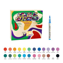 Portable Liquid Acrylic Marker Brush Tip Acrylic-24 Colors/Box