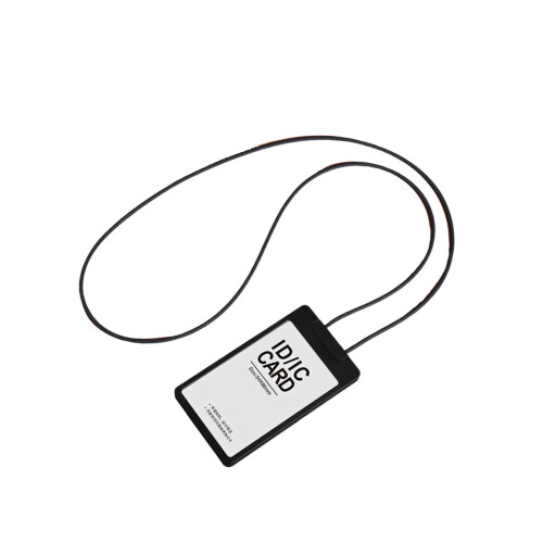 Retractable Lanyard With Clear Plastic Card Sleeve For-Black