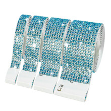 4 Rolls Waterproof Crystal Tapes Adhesive Rhinestones-lake blue