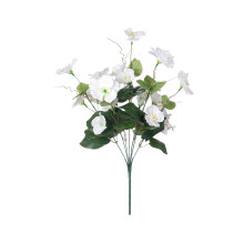 Arrangement réaliste d'hibiscus en plastique à 7 têtes-Blanc