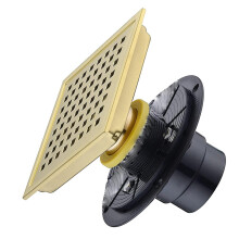 Stainless Steel Floor Drain Bathroom Square Shower-Gold 15cm